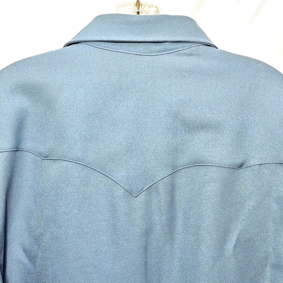 🛑 Vintage Miller Western Wear Mens Blue Embroidered Snap Front Shirt 17/35 - Picture 5 of 8